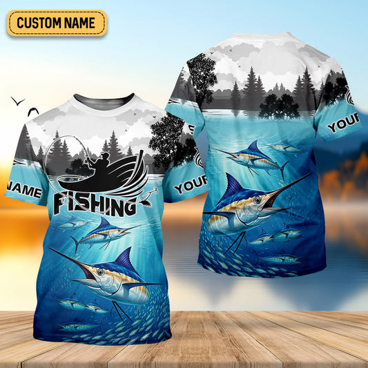 Joycorners Blue Marlin Fishing SPF Shirt For Men, Performance Fishing Shirts, Gift For Fisherman, Men's Fishing Shirt