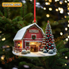 Joycorners Cattle Red Christmas House  Cow Family Ornament, Acrylic Ornament (8 Breed Options)