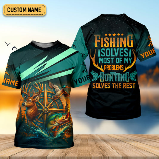 Joycorners Fishing Solves Most Of My Problems Sky Star Pattern Fishing UPF Shirts, Fishing And Hunting SPF Shirt For Men