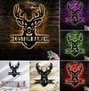 Maxcorners Personalized Buck Hunting Metal Sign WITH LED/WITHOUT LED Light Rustic Deer Head Wall Art Hunter Gift Cabin Man Cave Decor MT0110