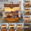 Joycorners Horse Western Sunset Running Herd Landscape Leather Badge Personalized Name 3D Blanket (8 Breeds)