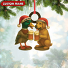 Joycorners Custom Duck & Dog Acrylic Christmas Ornament – Personalized Hunter Gift MT1111