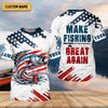 Joycorners Make Fishing Great Again Patriotic Fishing Shirt, Red White Blue SPF Shirt For Men, Fishing Shirts For Men