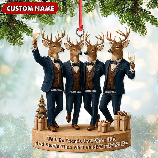 Joycorners Personalized Friends Christmas Ornament, Funny Deer Best Friend Gift, Custom Name Tuxedo Buddy Keepsake MT2411