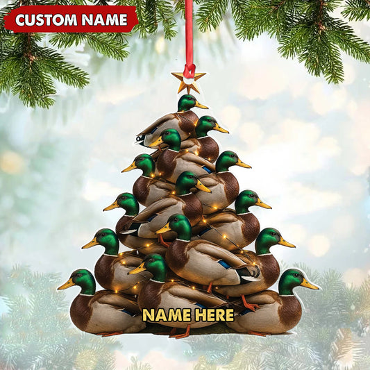Joycorners Personalized Acrylic Mallard Duck Christmas Tree Ornament - Custom Hunting Holiday Decoration MT1111