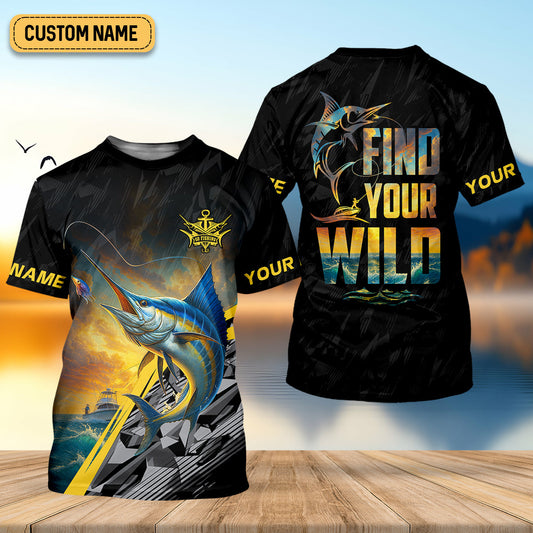 Joycorners Find Your Wild Swordfish Fishing SPF Shirt For Men, Gift For Fisherman, Men's Fishing Shirt