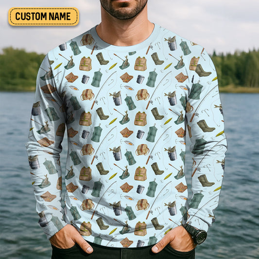 Joycorners Fishing Tools Custom Fishing Shirt, Performance Fishing Shirts, SPF Shirt For Men, Fishing Gifts For Men