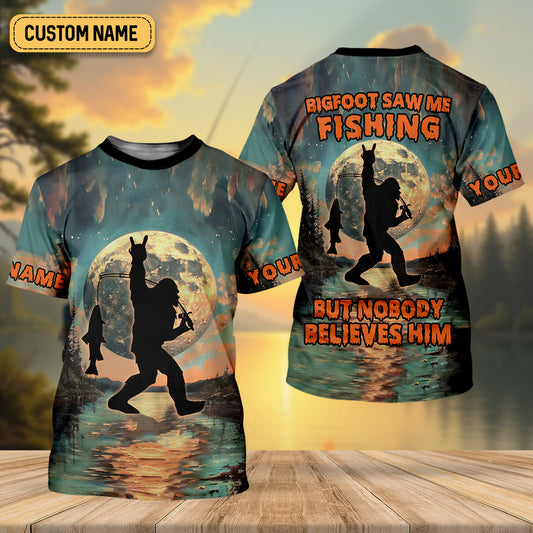 Joycorners Bigfoot Saw Me Fishing But Nobody Believes Him Funny Sasquatch Fishing SPF Shirt For Men