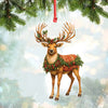 Joycorners Personalized Elegant Christmas Reindeer Acrylic Ornament – Festive Deer with Wreath and Ornaments, Holiday Wall Art for Cozy Home Decor, Luxury Christmas Gift Idea MT1111
