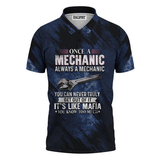 Joycorners Once A Mechanic Always A Mechanic Polo Shirt Funny Printed Vintage Mechanic Unisex Polo Shirt with Color Options PT2609