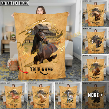 Joycorners Rustic Farm Horse Barn Scene Personalized Name 3D Blanket (8 Breeds)