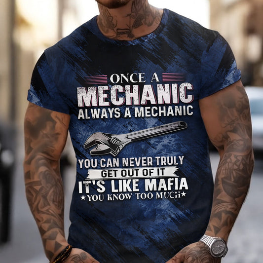Joycorners Once A Mechanic Always A Mechanic Shirt Funny Printed Vintage Mechanic Unisex T Shirt with Color Options PT2609