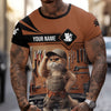 Joycorners Custom Name Funny Mechanic Cat Wearing Uniform Shirt All Over Printed Mechanic T Shirt PT2609