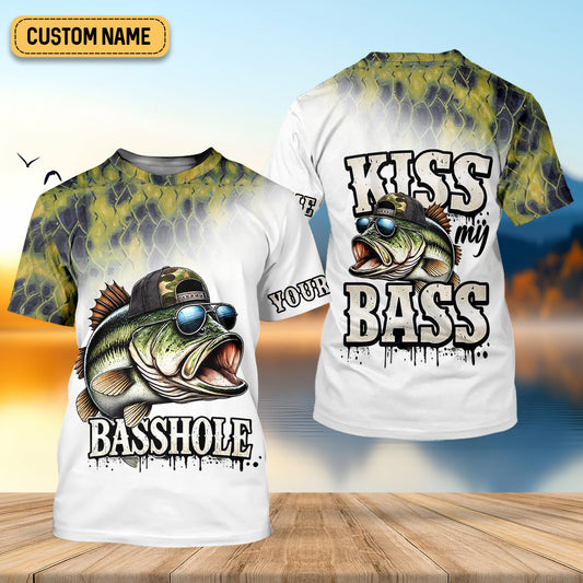 Joycorners Basshole Kiss My Bass Fishing UPF Shirts, Funny Fishing Shirt, Fishing Shirts For Men