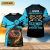 Joycorners Never Underestimate An Old Man With A Fishing Rod Custom Name UPF Shirts, Men's Fishing Shirt