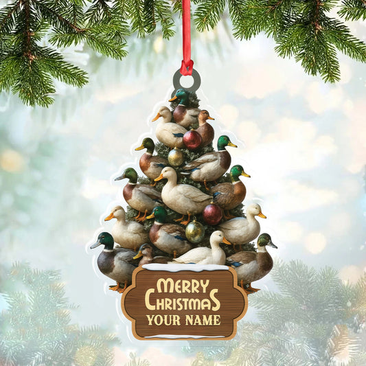 Joycorners Funny Duck Christmas Tree Acrylic Ornament – Personalized Hunting Gift, Mallard Duck Lover Decoration, Rustic Country Holiday Decor MT1111