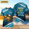 Joycorners Rippin' Lips & Takin' Sips Fishing SPF Shirt For Men, Gift For Fisherman, Fishing Shirts For Men