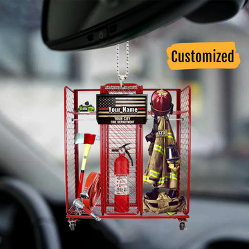 Joycorners Personalized Flat Acrylic Car Hanging Ornament Gear Grid Firefighter Ornament 2D Flat LM1811