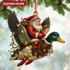 Joycorners Personalized Santa Riding Duck Ornament, Custom Name Christmas Gift for Hunters MT1111