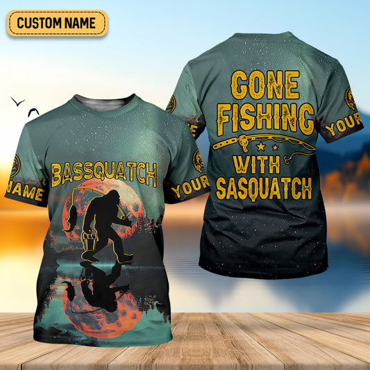 Joycorners Gone Fishing With Sasquatch Bassquatch Fishing UPF Shirts, Fishing Gifts For Men, Men's Fishing Shirt