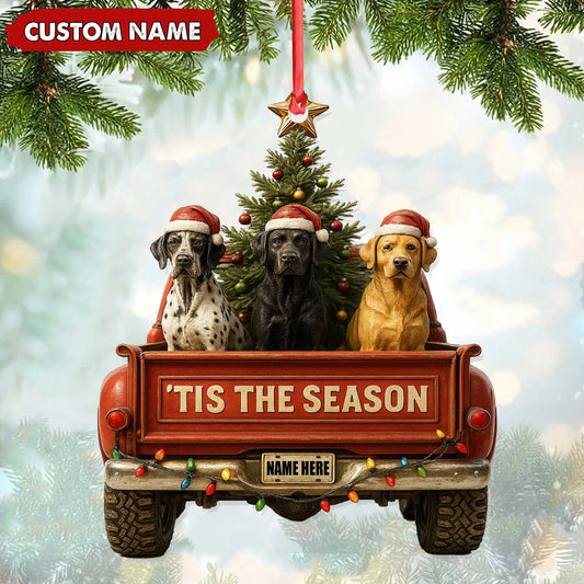 Joycorners Personalized Hunting Dogs Truck Ornament, Custom Name Christmas Gift for Dog Lovers MT1111