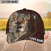 Joycorners Deer Hunting Premium Leather Pattern Mutilcolored Personalized Name 3D Cap