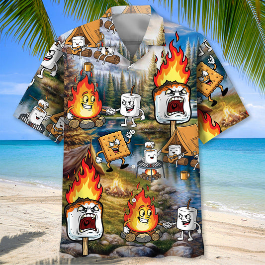 Joycorners Vintage Camping Marshmallow Hawaiian Shirt