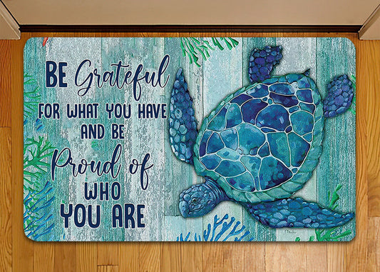 Joycorners Turtle Doormat, Be Grateful For What You Have Gift For Turtle Lovers, Housewarming Gift, Turtle Decor LM0210