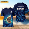 Joycorners Shark Fishing Team Shirt, Blue Camo Fishing UPF Shirts, Fishing Gifts For Men, Fishing Shirt With Hood
