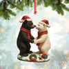 Joycorners Christmas Bear Couple Figurine Acrylic Ornament – Cute Holiday Decor for Couples, Polar and Brown Bear Love Statue, Romantic Christmas Gift for Him or Her MT1111