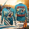 Joycorners Shark Fishing SPF Shirts, Shark Attack Danger Area Fishing Shirts For Men, Funny Fisherman Gift