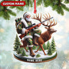 Joycorners Personalized Acrylic Hunter Santa Riding Deer Christmas Ornament - Custom Hunting Gift Decoration MT1111