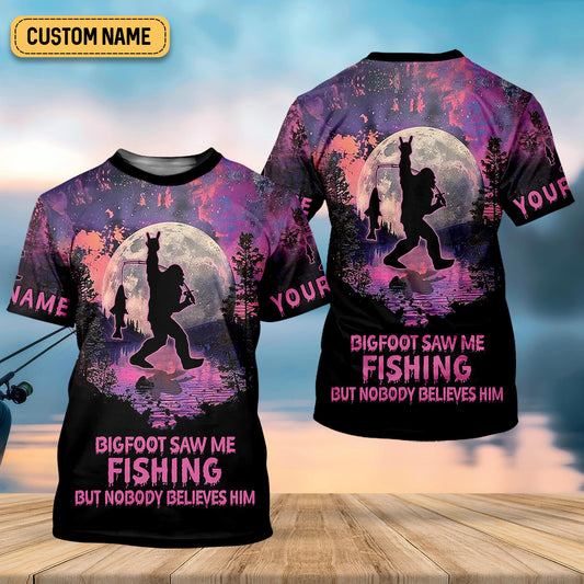 Joycorners Bigfoot Saw Me Fishing But Nobody Believes Him Funny Fishing Shirt, SPF Shirt For Men