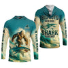 Joycorners Bigfoot's New Ride Shark Surfing Fishing UPF Shirts, Funny Fishing Shirt, Presents For Fishermen