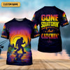 Joycorners Gone Squatchin And Catching Sunset Fishing UPF Shirts, Funny Fishing Shirt, Sasquatch Fishing Shirts For Men