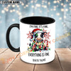 Joycorners Holstein Cow Christmas Everything Is Fine Custom Name Mug