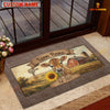 Joycorners Cow With Sunflower Rustic Barn Farm Name Doormat (10 Cattle Breeds)