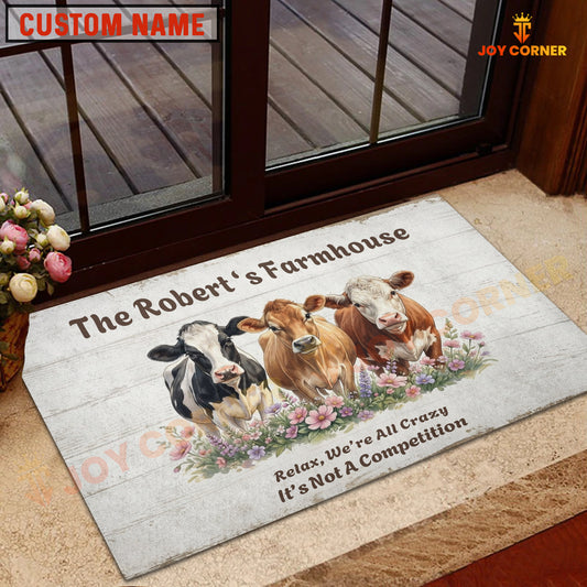 Joycorners Cattle Trio Funny Farmhouse Sign Crazy Quote Doormat (10 Cattle Breeds)