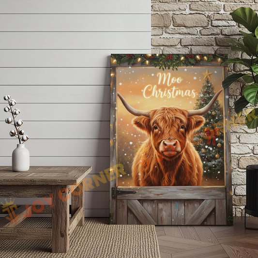 Joycorner Highland Cow Christmas Tree Lights 3D Wrapped Canvas
