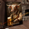 Joycorners Cattle Cow Farmhouse Texas Longhorn  Drinking Beer Personalized Name Canvas