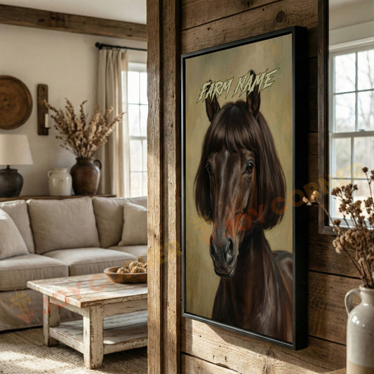 Joycorners Whimsical HorseFarm Portrait Personalized Name Canvas