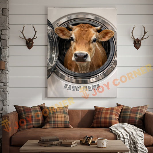 Joycorners Cattle Cow Funny Jersey Cow In Washing Machine Personalized Name Canvas