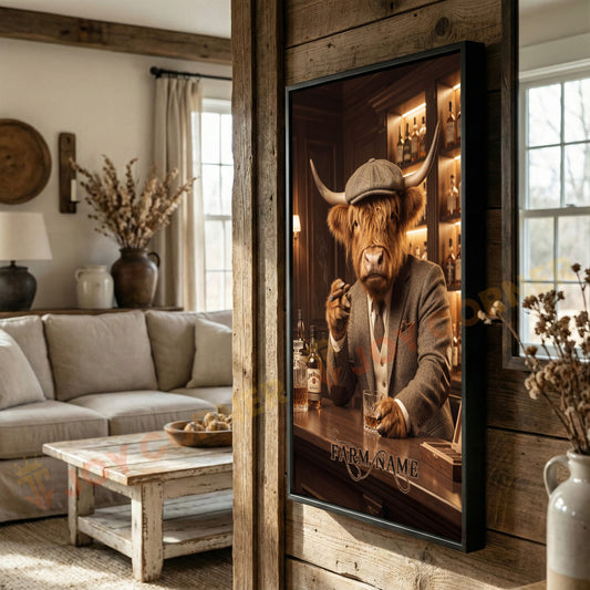 Joycorners Highland Gentleman Whiskey Bar Vintage Suit Art Personalized Name Wall Art Canvas