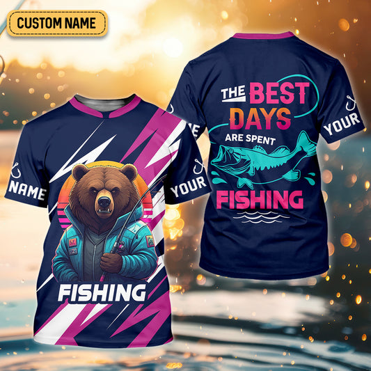 Joycorners Gone Fishing, The Best Days Are Spent Fishing, Funny Bear Fishing Shirt, SPF Shirt, Fisherman Outfit, Mens Casual Shirts
