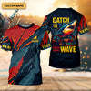Joycorners Catch The Wave Shark Fishing SPF Shirt, Mens Fishing Shirts Long Sleeve, Gift For Fisherman