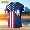 Joycorners Bigfoot American Flag Patriotic Fishing Shirt, SPF Shirt For Men, Gift For Fisherman, Fishing Shirts For Men