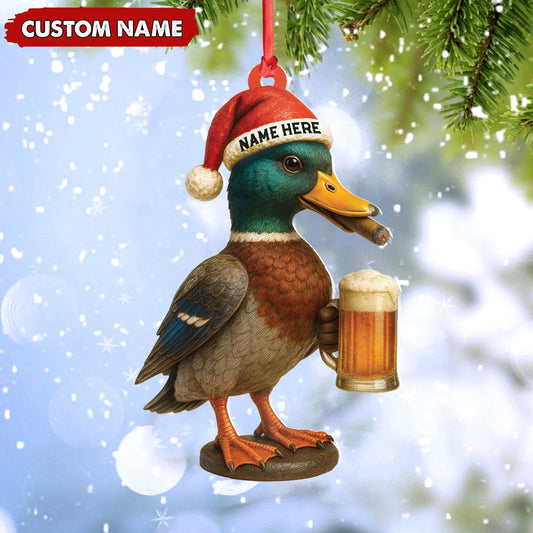 Joycorners Personalized Mallard Duck Christmas Acrylic Ornament – Custom Name Holiday Decor for Hunters & Nature Lovers MT1111
