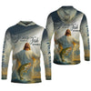 Joycorners Even Jesus Has A Fish Story Funny Fishing Shirt, SPF Shirt For Men, Men Long Sleeve Shirt
