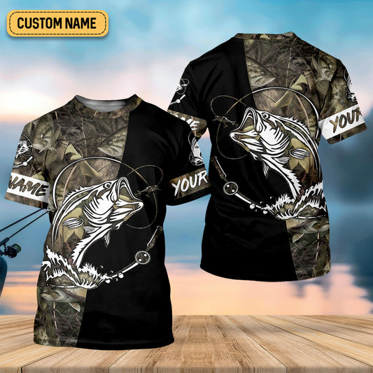 Joycorners Camo Black Fishing UPF Shirts, Camouflage Fishing Shirts, Fishing Gifts For Men, Men's Fishing Shirt