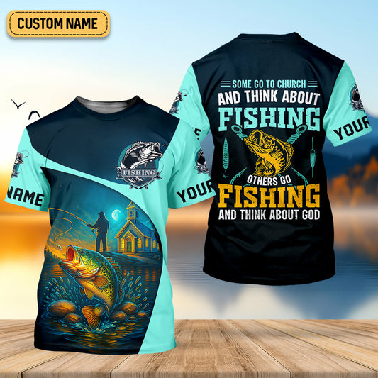 Joycorners Some Go To Church And Think About Fishing Christian Fishing SPF Shirt For Men, Fisherman Gift, Men's Fishing Shirt